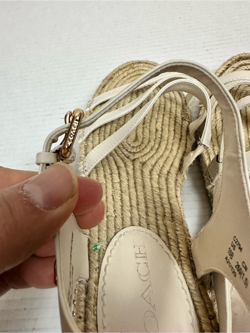 Coach Carissa Leather Women's Espadrille Chalk Gold Pearl | C2794 - Size 10 B - Picture 7 of 13